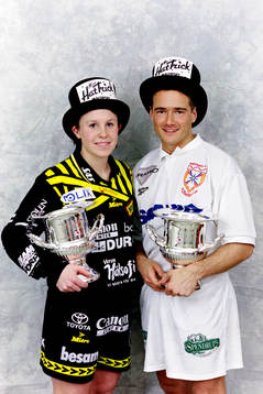 Segrarna Hanna Ljungberg, Umeå IK och Mario Jadonic,