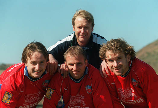 Åge Hareide, tränare, bakom Stig Johansen, Kenneth