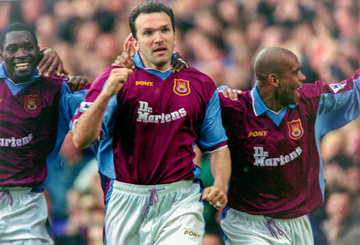 Eyal Berkovic of West Ham celebrates his goal with
