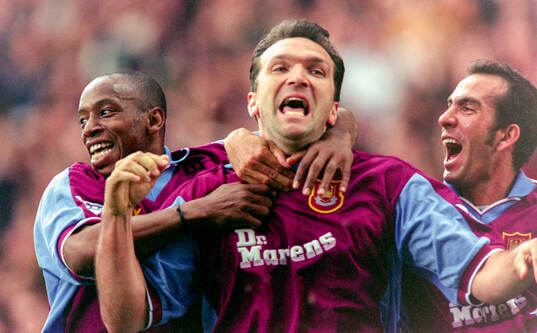 Eyal Berkovic of West Ham celebrates his goal with Ian