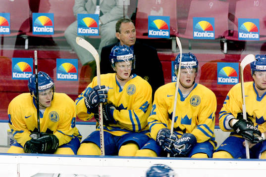 Markus Näslund, Henrik Sedin, Daniel Sedin, och Michel
