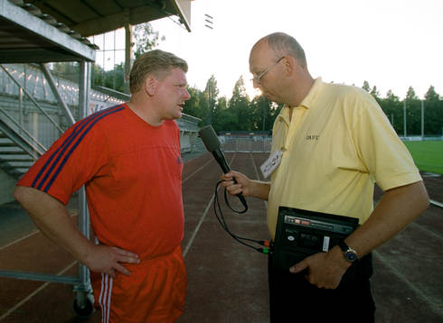 Alf Westerberg, tränare Trelleborg intervjuas