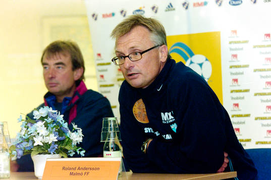 Malmös tränare Roland Andersson på presskonferens