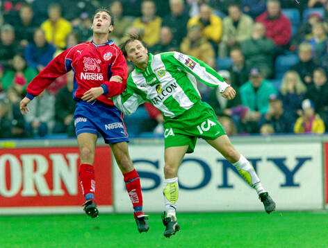 Helsingborgs Rade Prica mot Hammarbys Roger Sandberg