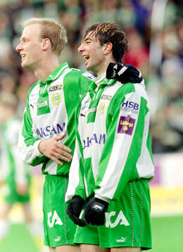 Hammarbys Mikael Andersson och Kennedy Bakircioglu jublar