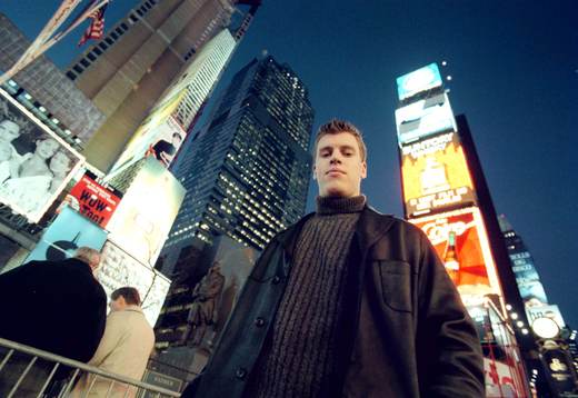 Kim Johnsson på Times Square i New York